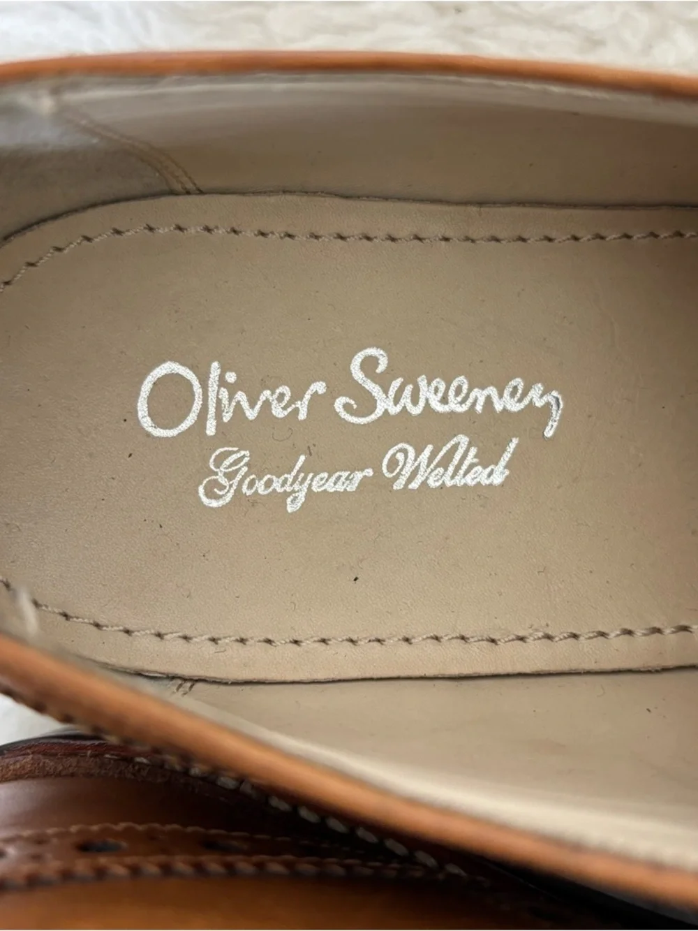 Oliver Sweeney Serpentine Cognac Wingtip Brogue Derby Shoes size 9